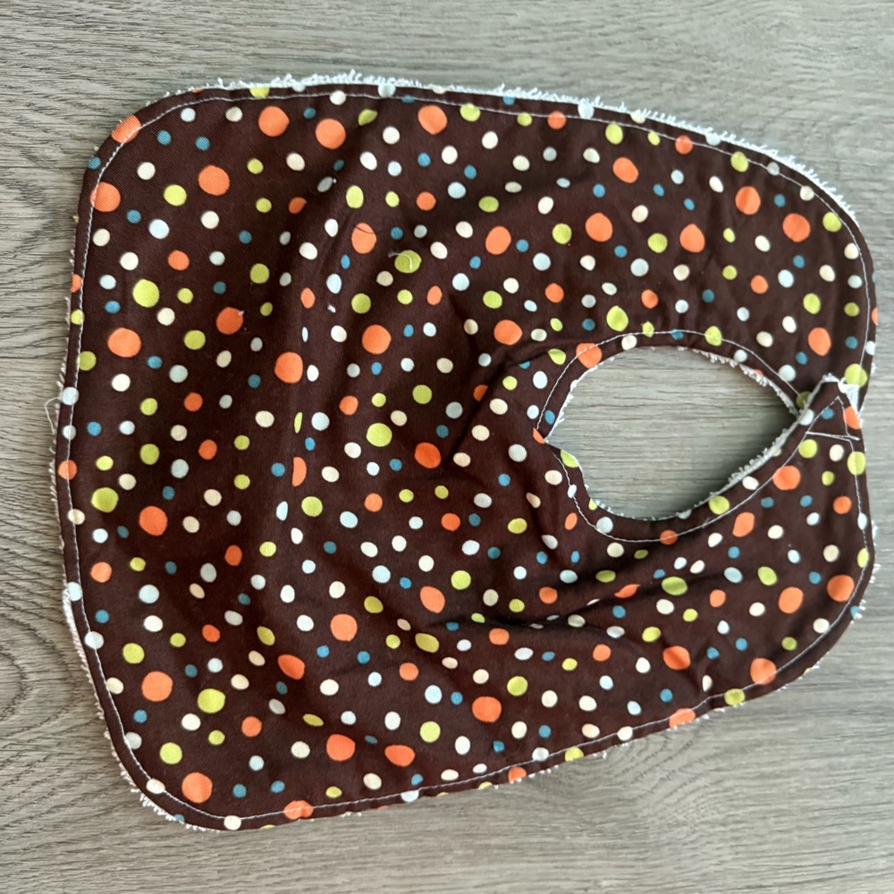 Polka Dot Baby Bib - Brown, Orange, Green, White